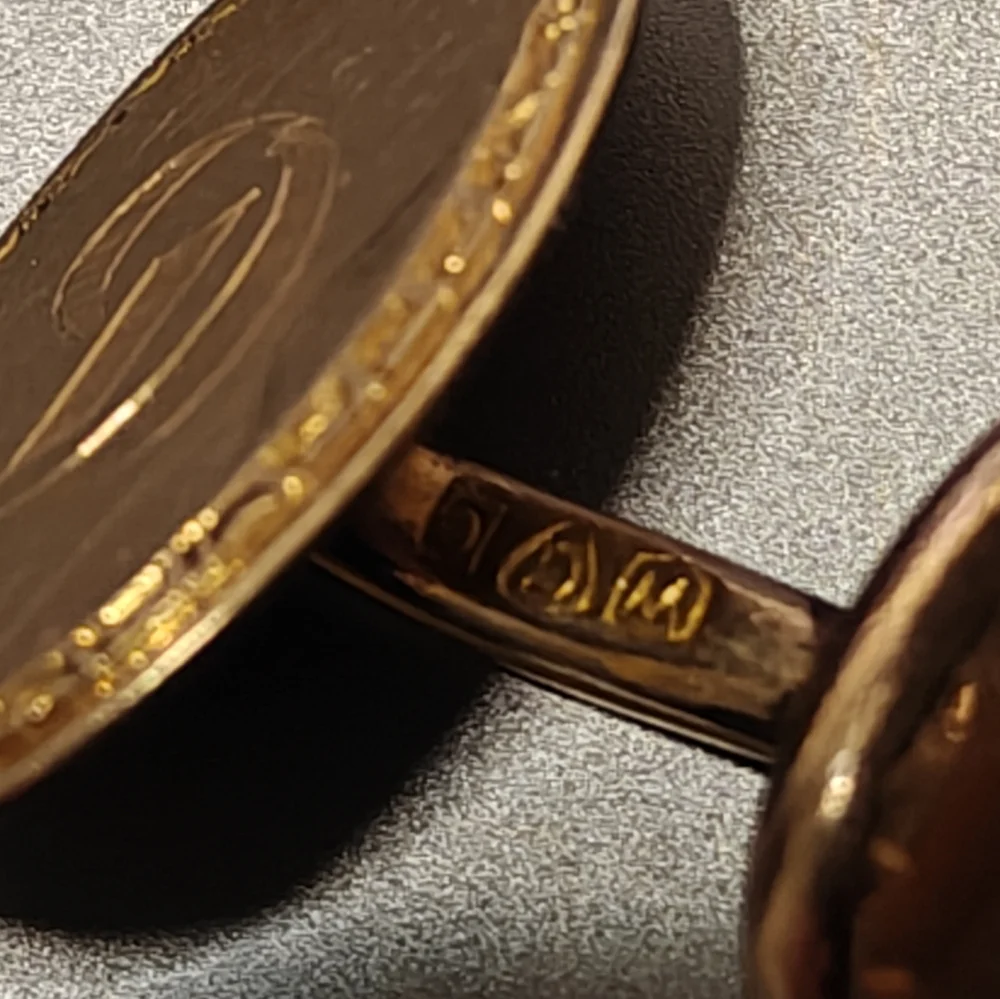 Antique 12K GF Yellow Gold Filled Oval Cufflinks With Monogram Letter d - Picture 5 of 8